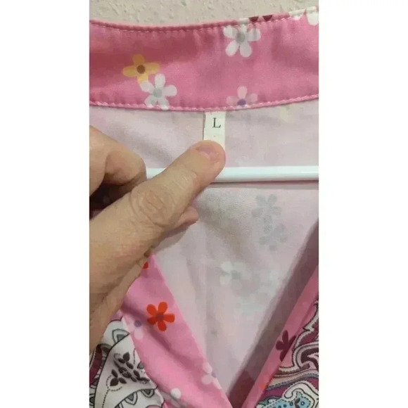 Pretty tiered pink dress with Paisley print & flounce sleeve size L - Picture 2 of 6